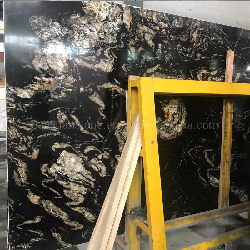 Natural Stone Black &amp; Gold White/Red/Grey/White/Pink/Blue/Brown Quartzite/Marble/Onyx/Granite Slab for Countertop/Benchtop/Worktop/Floor/Wall Slab